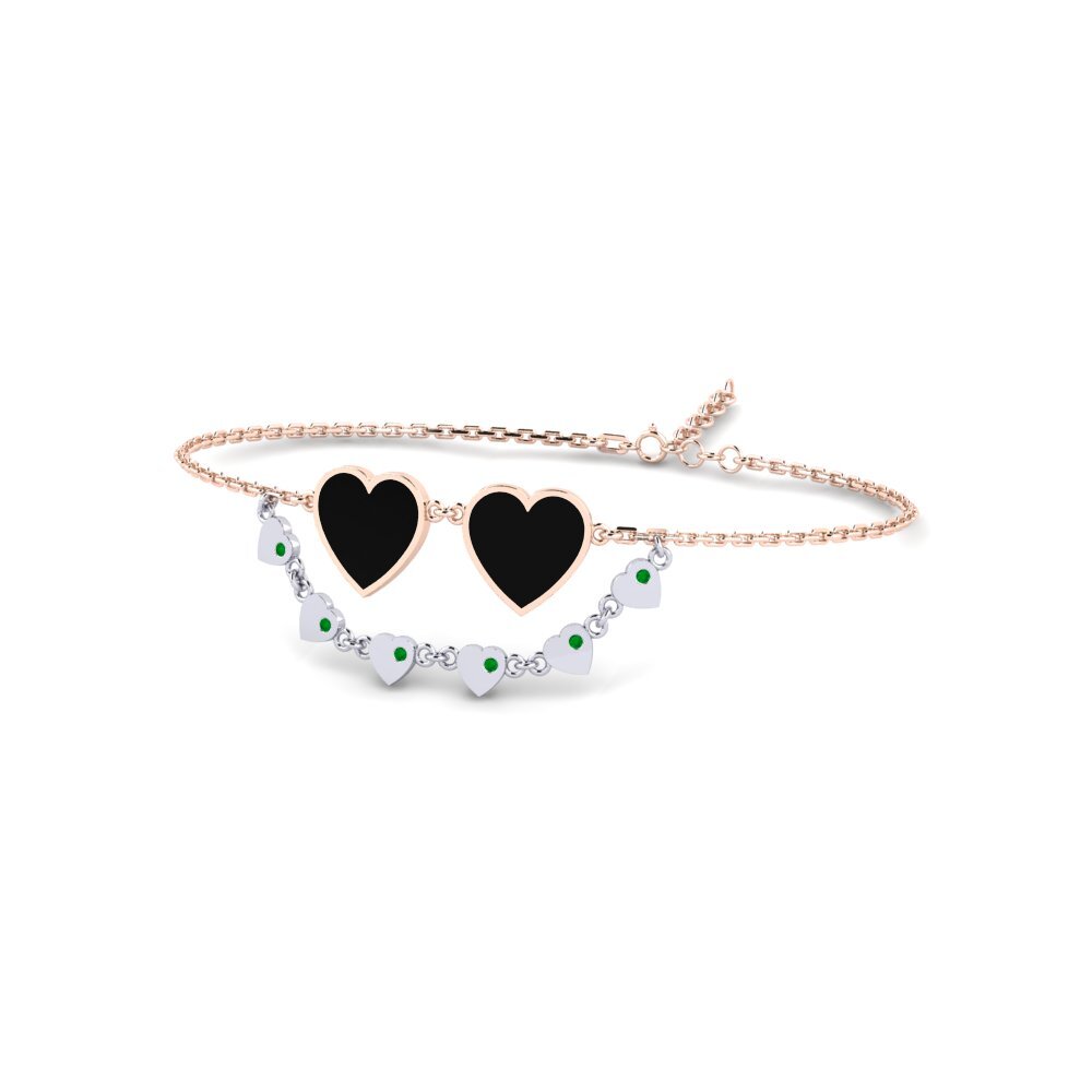 9ct Rose & White Gold Emerald Women's Bracelet Dict
