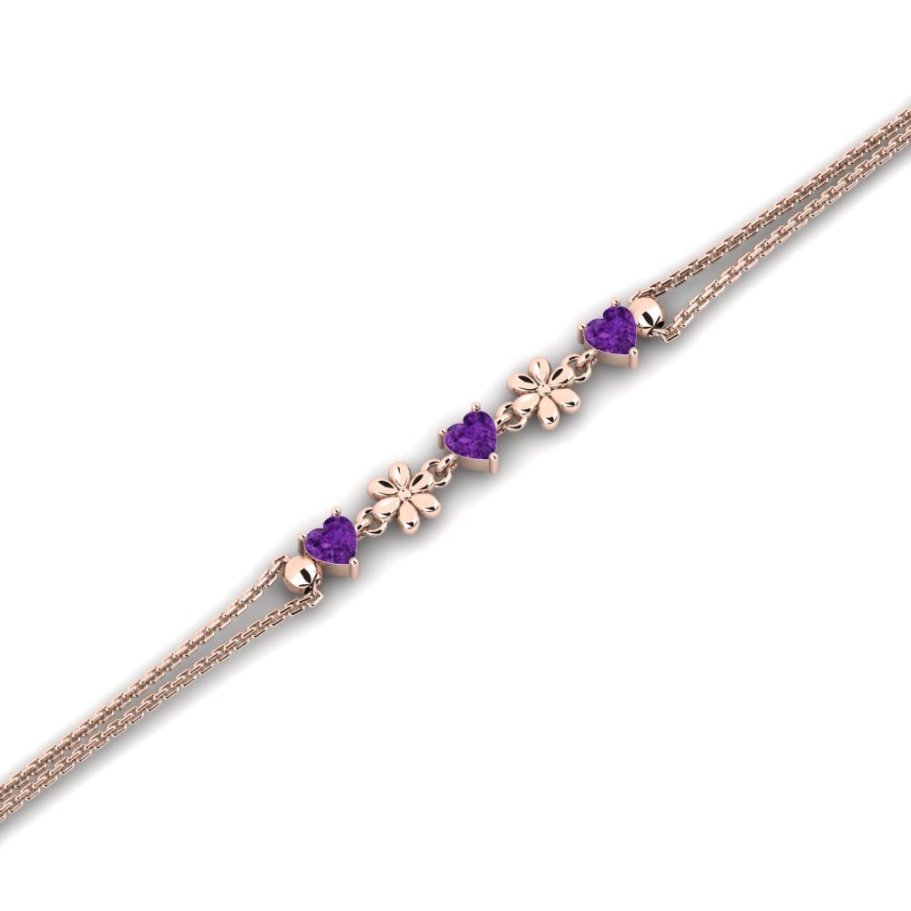 18k Oro Rosa Amatista Pulsera de Mujer Elsiey