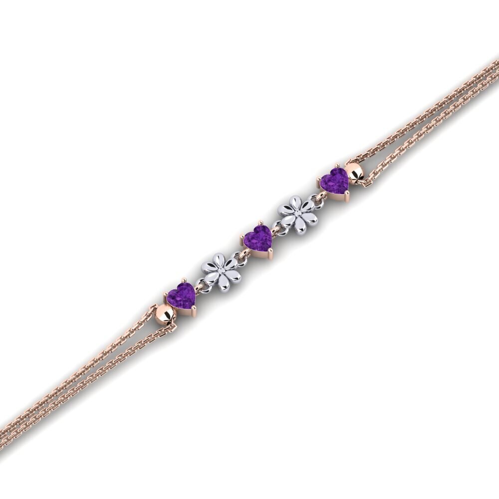 9ct Rose & White Gold Amethyst Women's Bracelet Elsiey