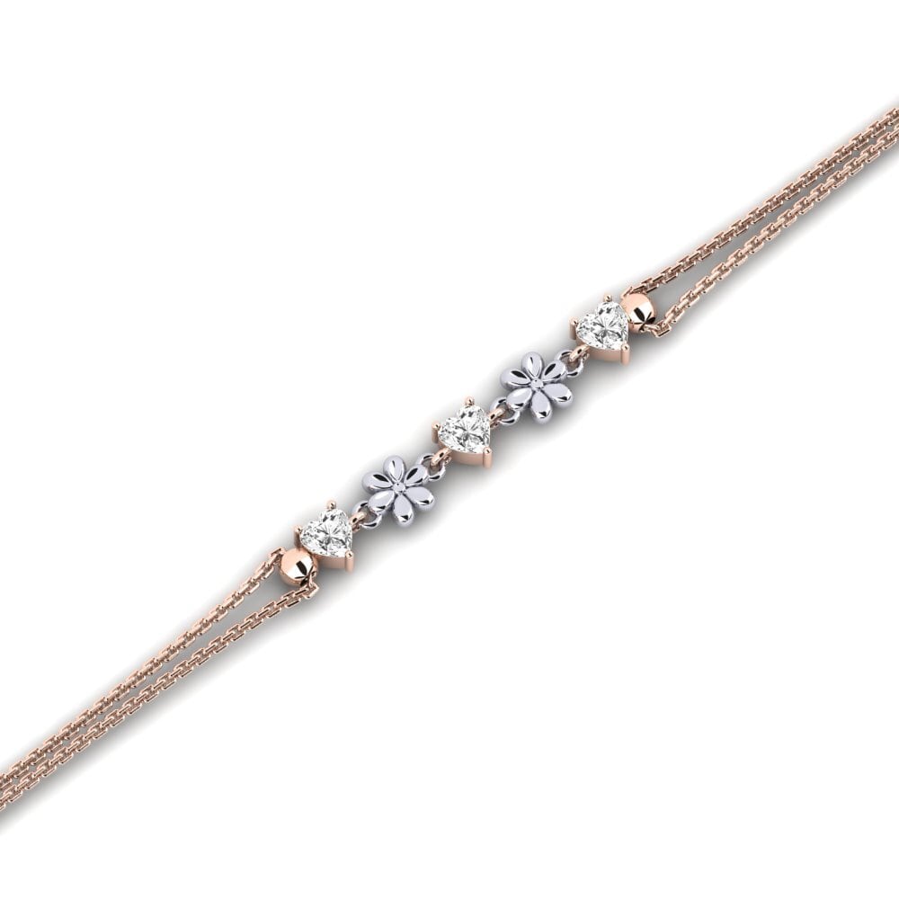 9ct Rose & White Gold White sapphire Women's Bracelet Elsiey