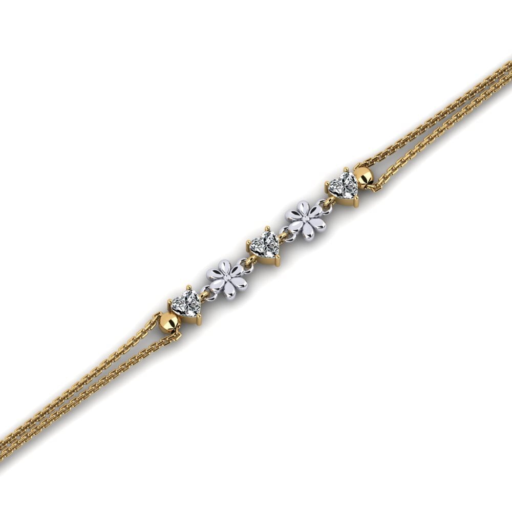 9ct Yellow & White Gold Zirconia Women's Bracelet Elsiey