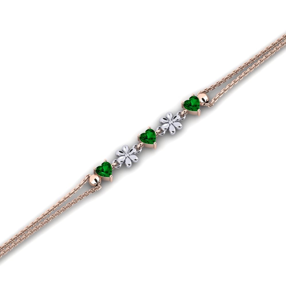 9ct Rose & White Gold Green Zirconia Women's Bracelet Elsiey
