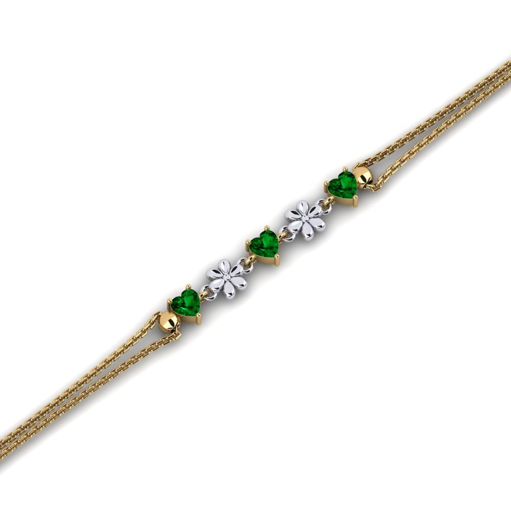 9ct Yellow & White Gold Green Zirconia Women's Bracelet Elsiey