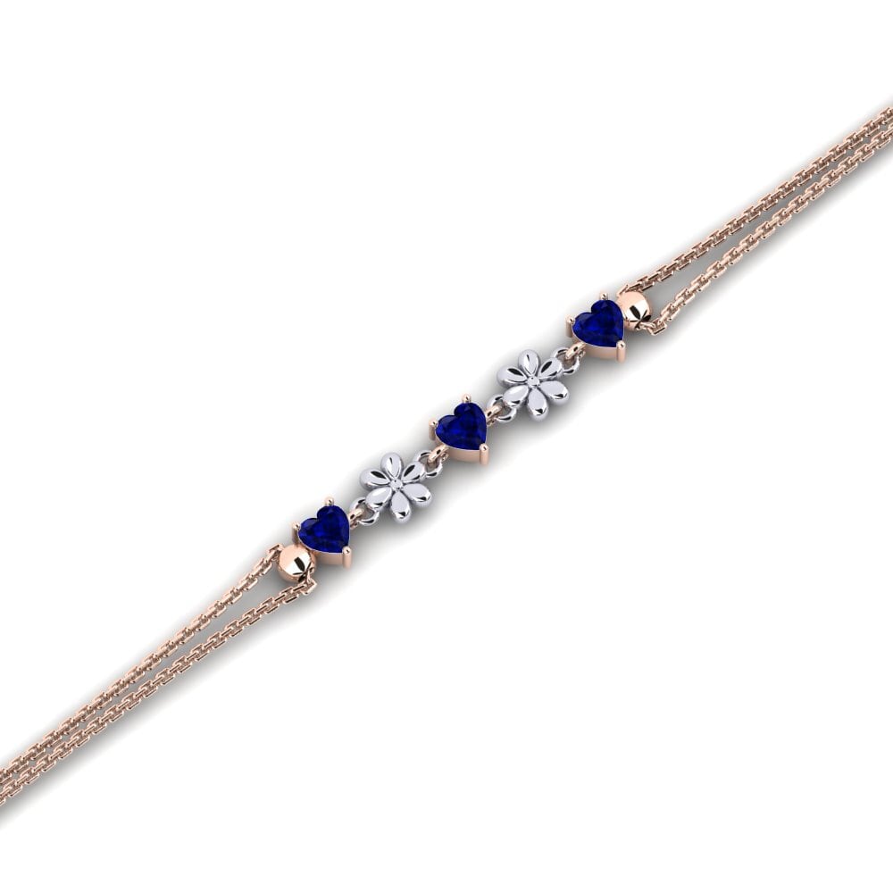 9ct Rose & White Gold Sapphire Women's Bracelet Elsiey