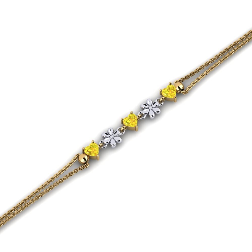 9ct Yellow & White Gold Yellow Sapphire Women's Bracelet Elsiey