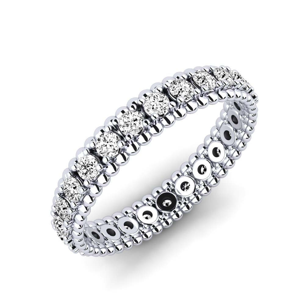14k Oro Blanco Moissanita Anillo Does