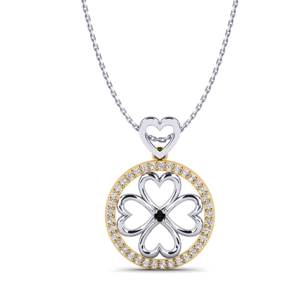 14ct White & Yellow Gold Black Sapphire Women's Pendant Elaine