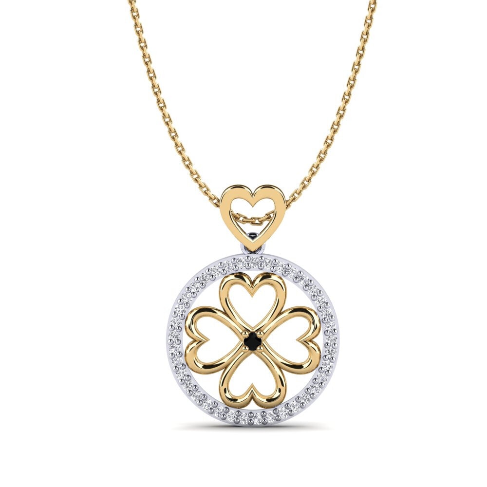 14ct Yellow & White Gold Black Sapphire Women's Pendant Elaine