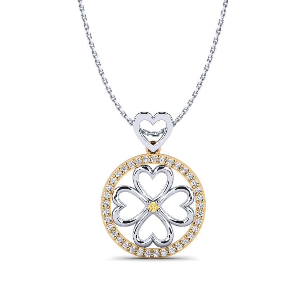 Vàng Trắng-Vàng 18K Kim Cương Vàng Mặt dây chuyền nữ Elaine