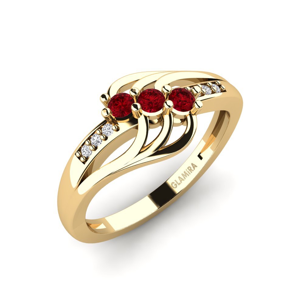 14k Yellow Gold Red Zirconia Engagement Ring Antoinette