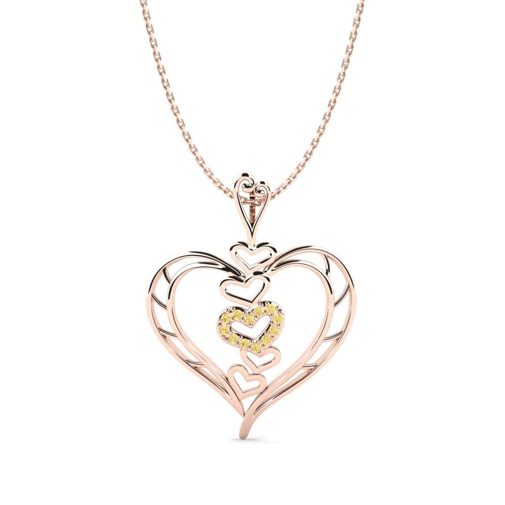 14ct Rose Gold Yellow Diamond Women's Pendant Allissa