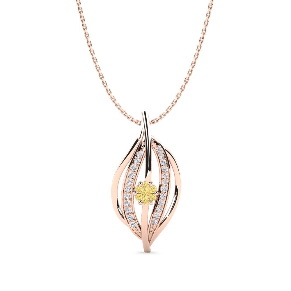 14ct Rose Gold Yellow Diamond Women's Pendant Bathilda