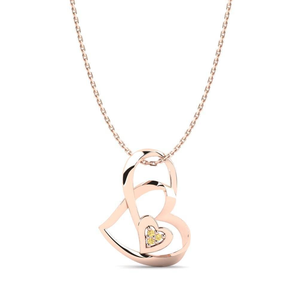 14ct Rose Gold Yellow Diamond Women's Pendant Freda