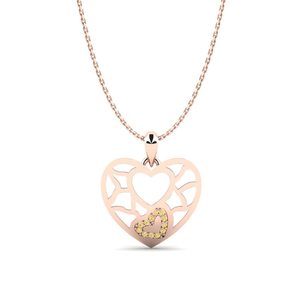 14ct Rose Gold Yellow Diamond Women's Pendant Isabella