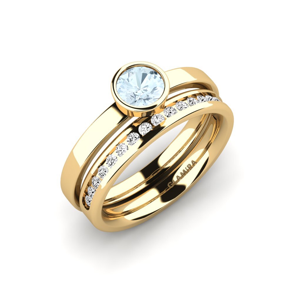 18ct Yellow Gold Aquamarine Bridal Set Graceful