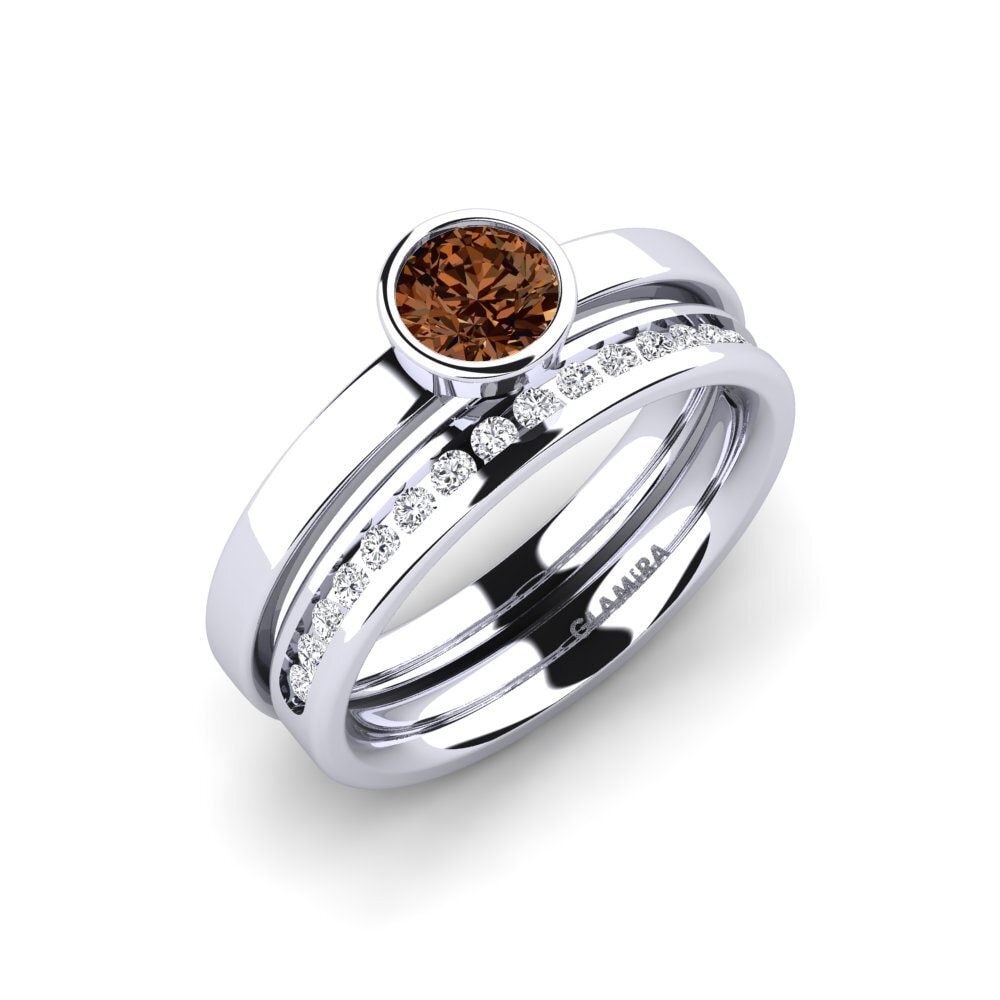 Diamant Brun Ensemble de Bagues Graceful