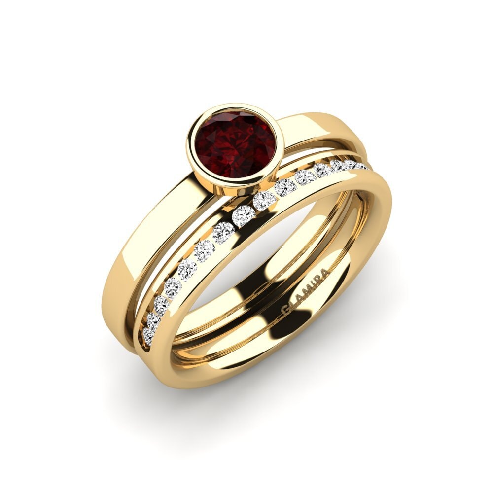9ct Yellow Gold Garnet Bridal Set Graceful