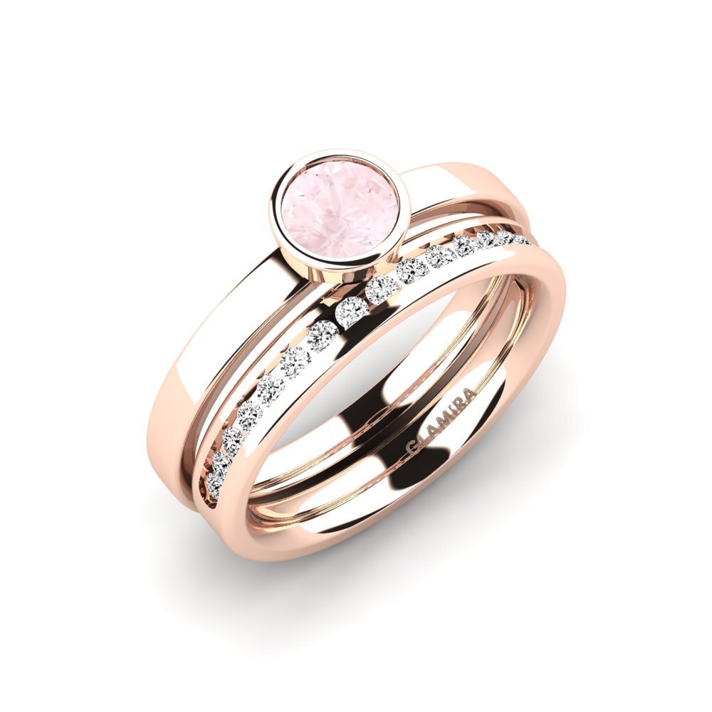 9ct Rose Gold Rose Quartz Bridal Set Graceful