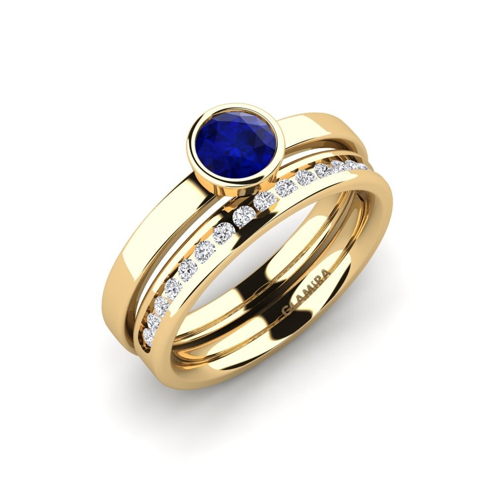 9ct Yellow Gold Sapphire Bridal Set Graceful