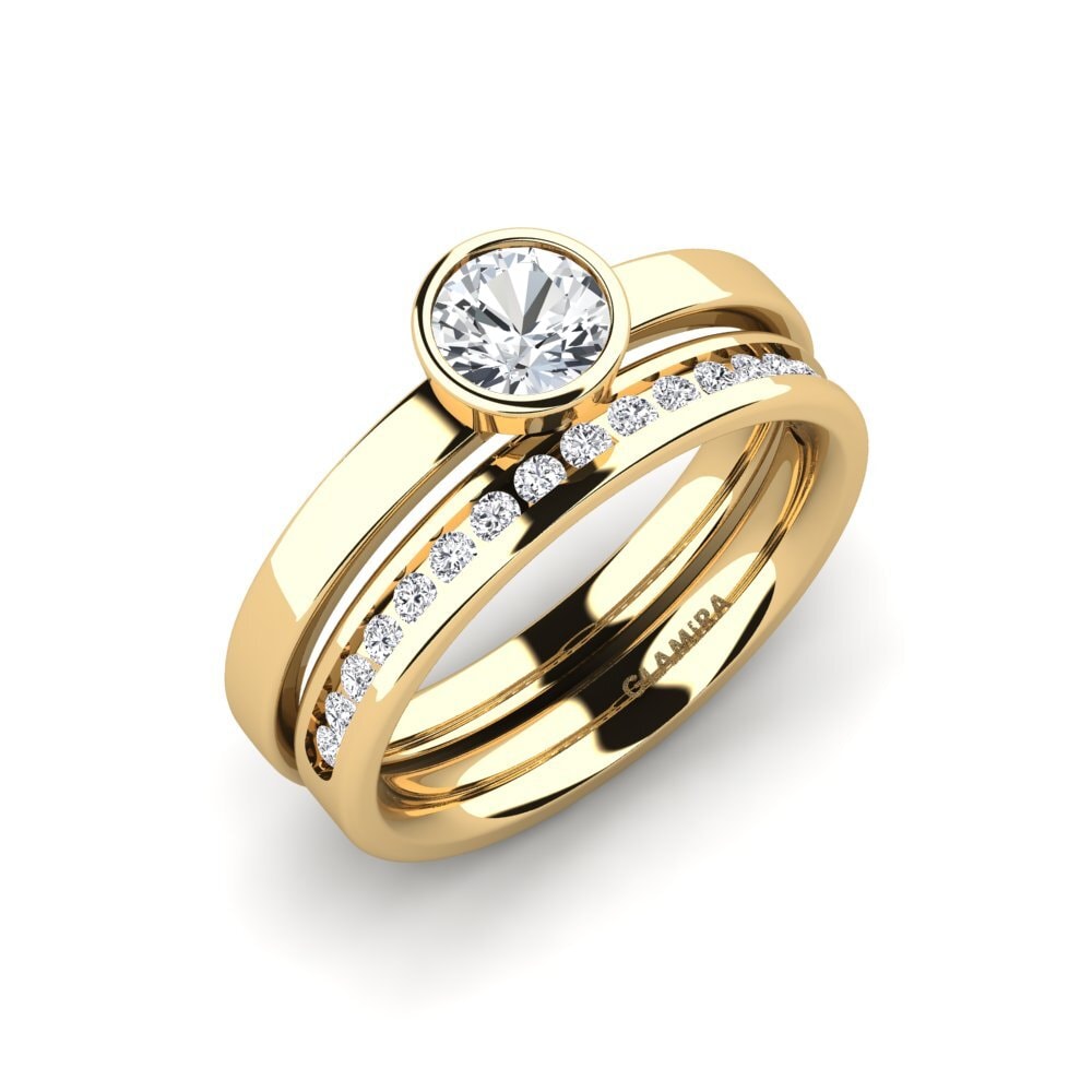 14ct Yellow Gold White Zircon Bridal Set Graceful