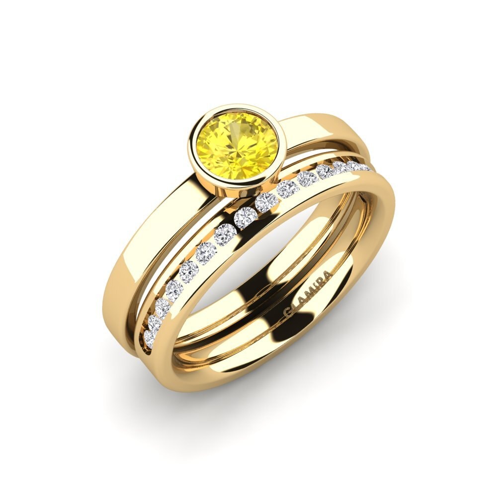 18ct Yellow Gold Yellow Sapphire Bridal Set Graceful