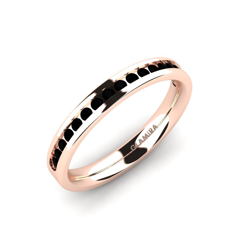 14k Rose Gold Black Sapphire Bridal Set Graceful-RING B