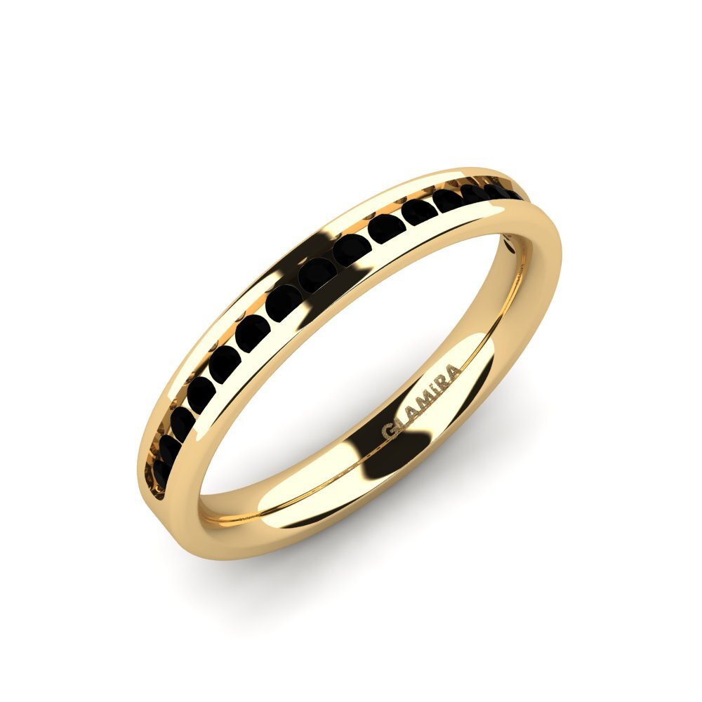 18k Oro Amarillo Zafiro negro Set de Anillos Graceful-RING B