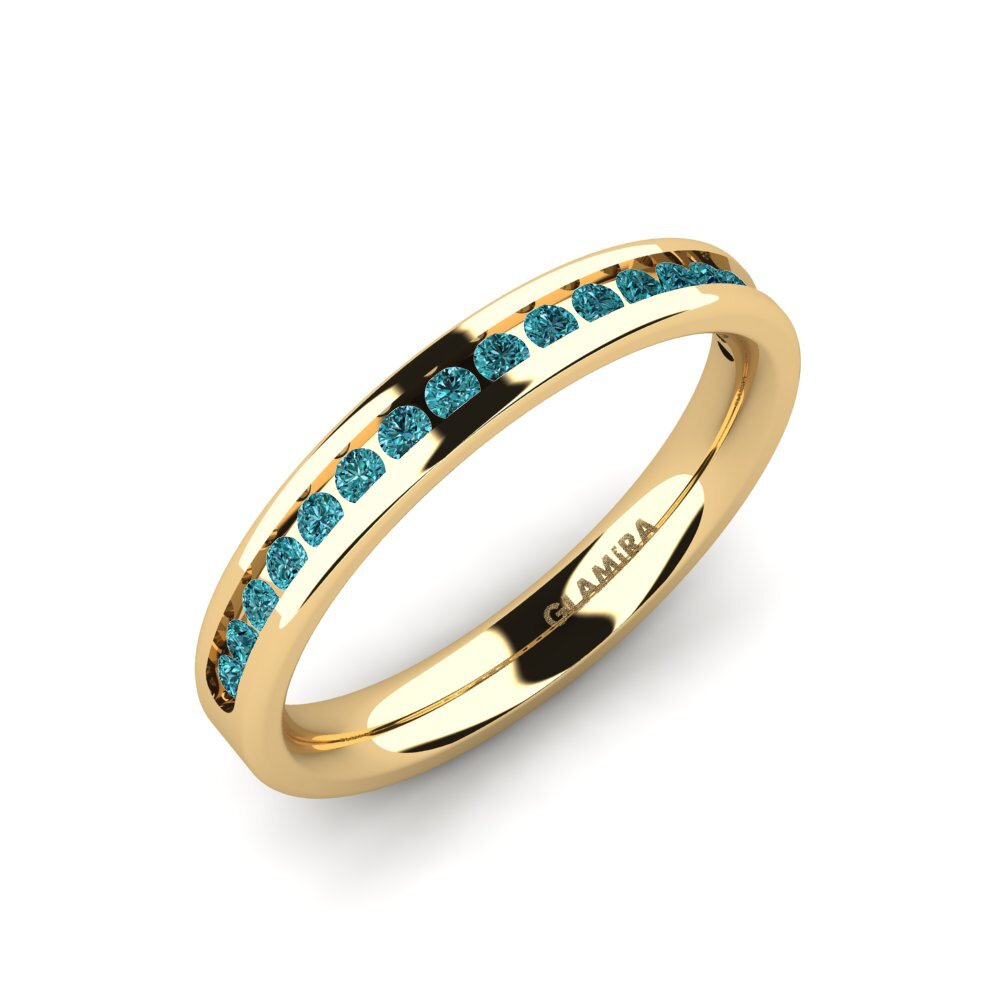 Or Jaune 9k Diamant Bleu Ensemble de mariée Graceful-RING B