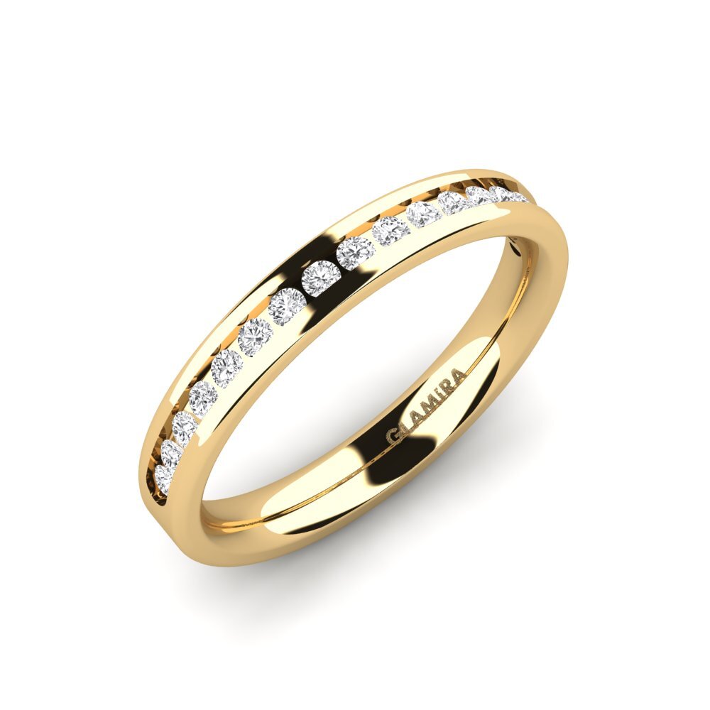 Or Jaune 14k Saphir Blanc Ensemble de mariée Graceful-RING B