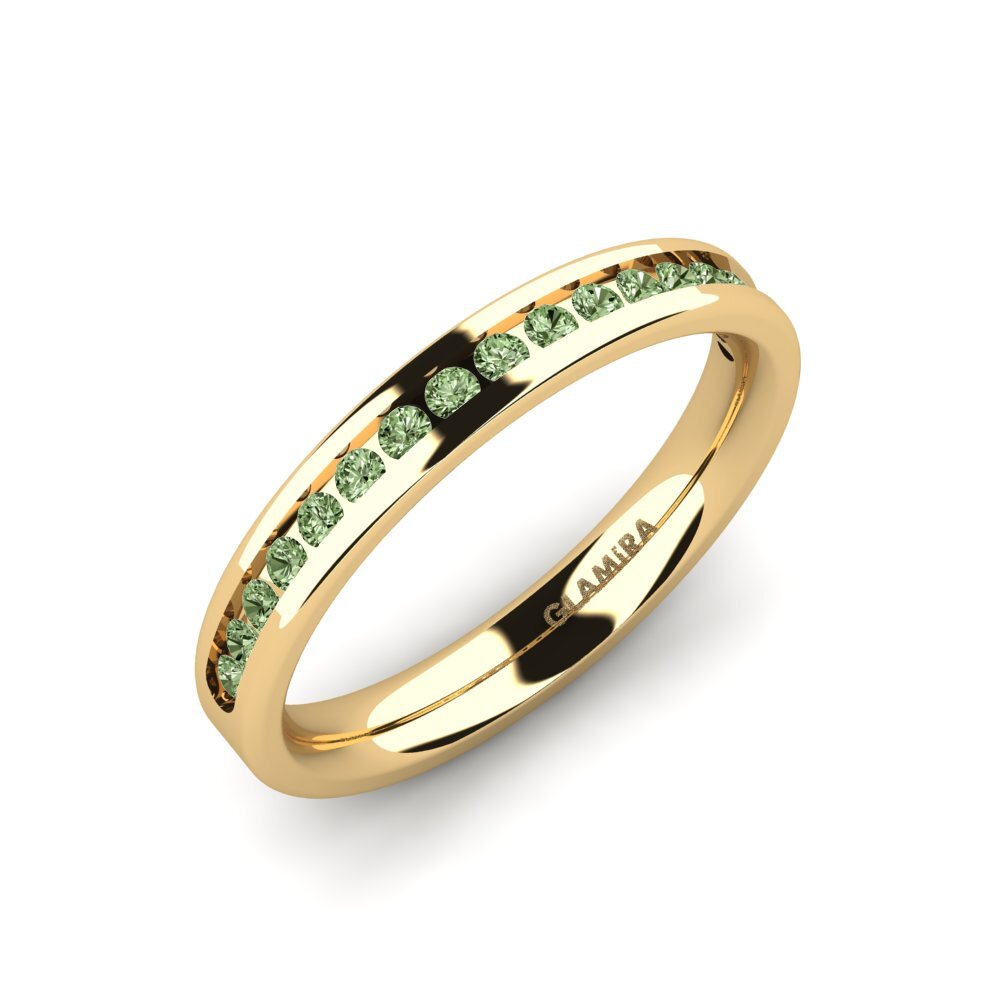 Or Jaune 14k Diamant Vert Ensemble de mariée Graceful-RING B