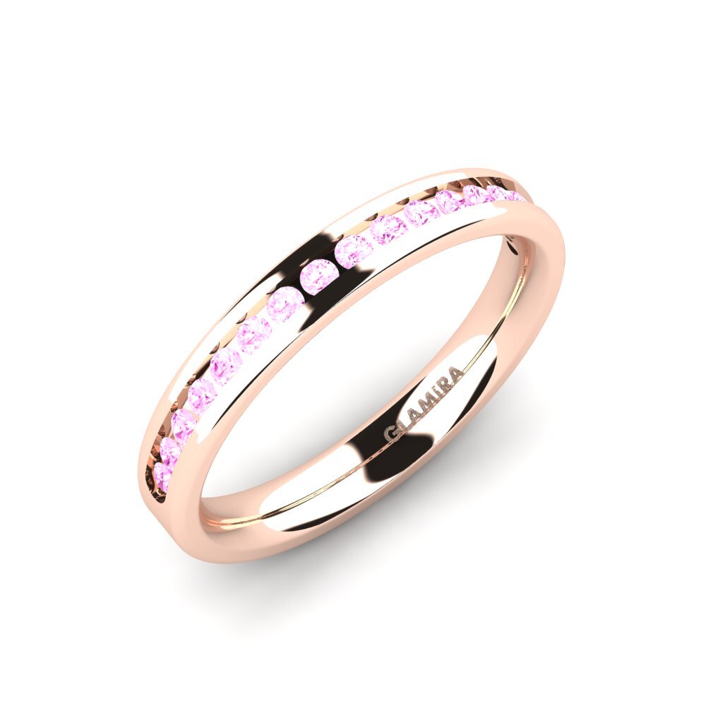 Or rose 14k Saphir Rose Ensemble de mariée Graceful-RING B
