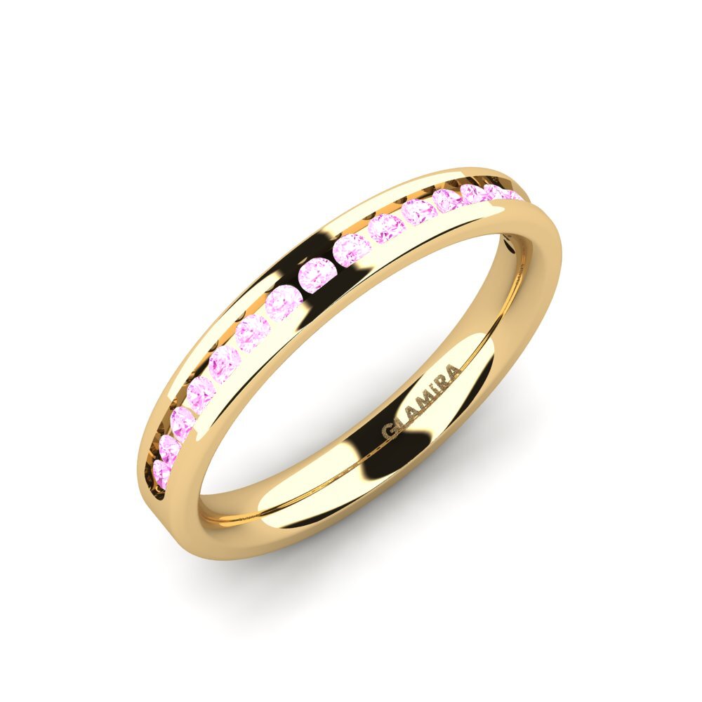 Or Jaune 14k Saphir Rose Ensemble de mariée Graceful-RING B