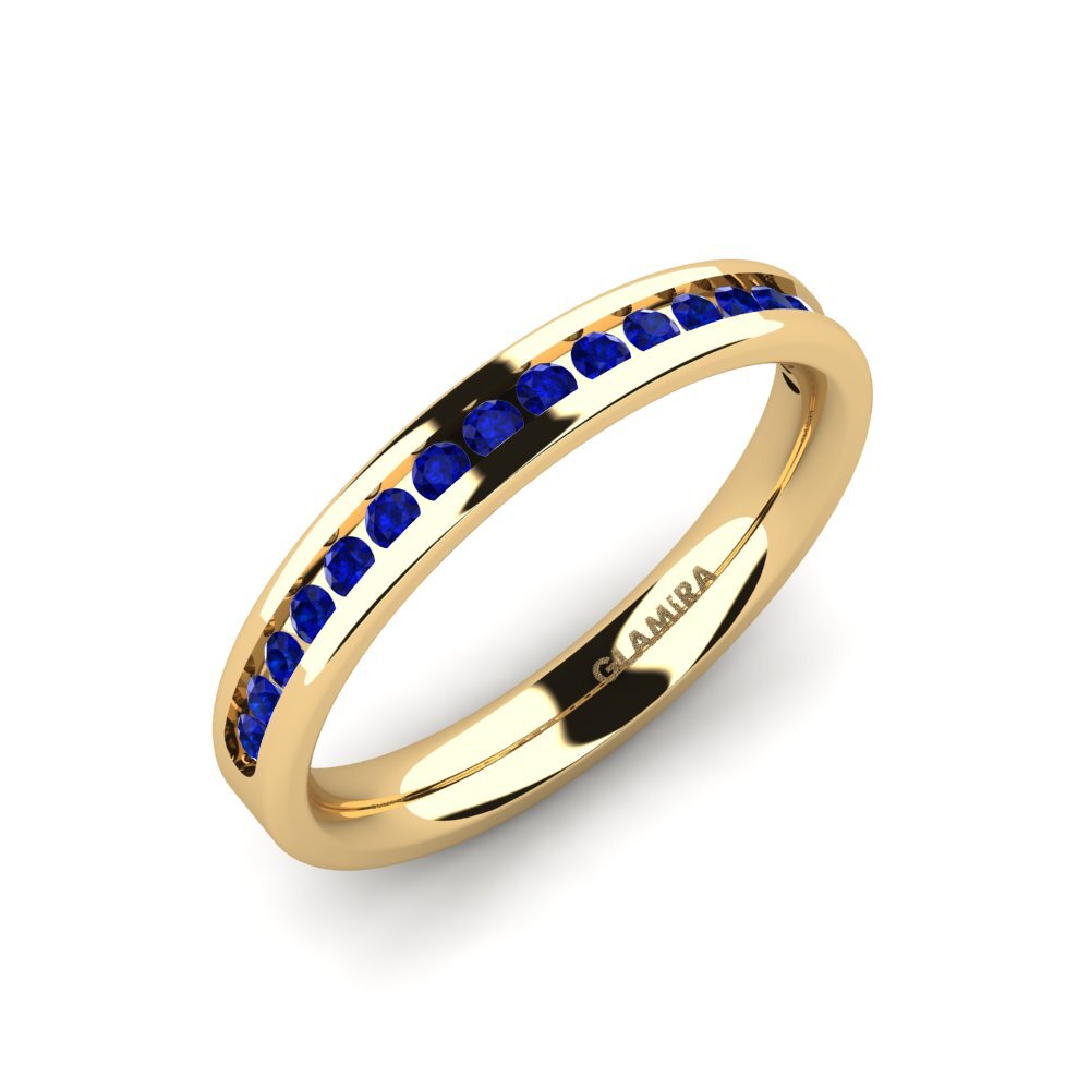 Or Jaune 9k Saphir Ensemble de mariée Graceful-RING B