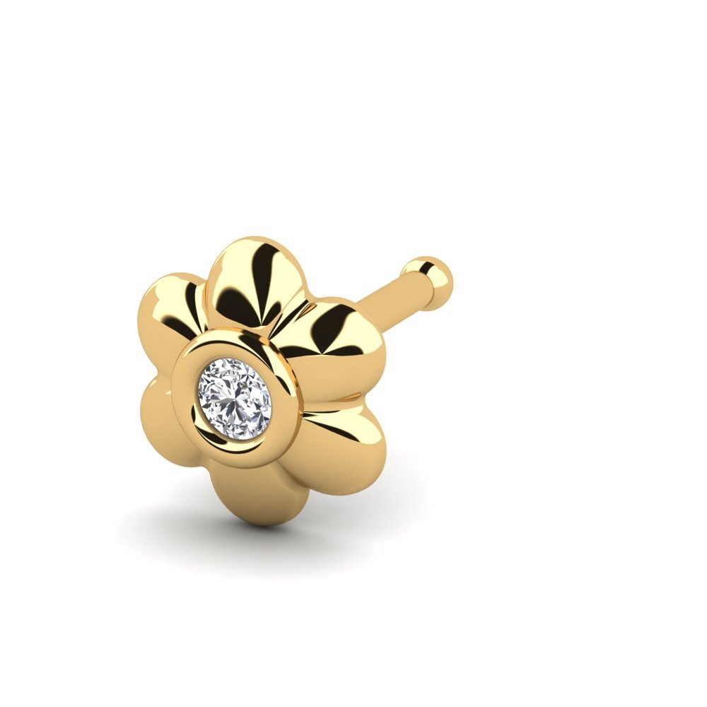 Anello Al Naso Con Pallina 1.5mm | Oro Giallo 9k | Diamante Simulato | Unisex 22g