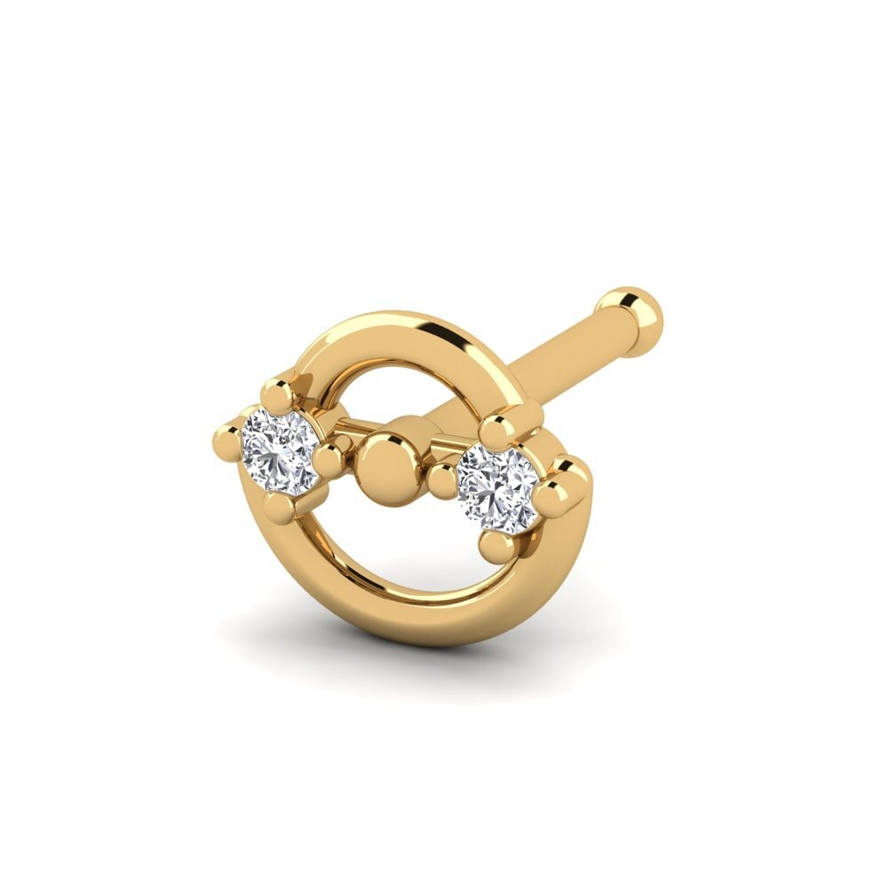 Piercing De Nez En Or Jaune 9 Carats Avec Zircon Rond - T2253PI9K