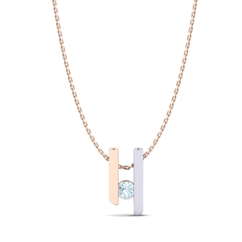 18k Oro Rosa & Blanco Aguamarina Colgante de Mujer Calissa