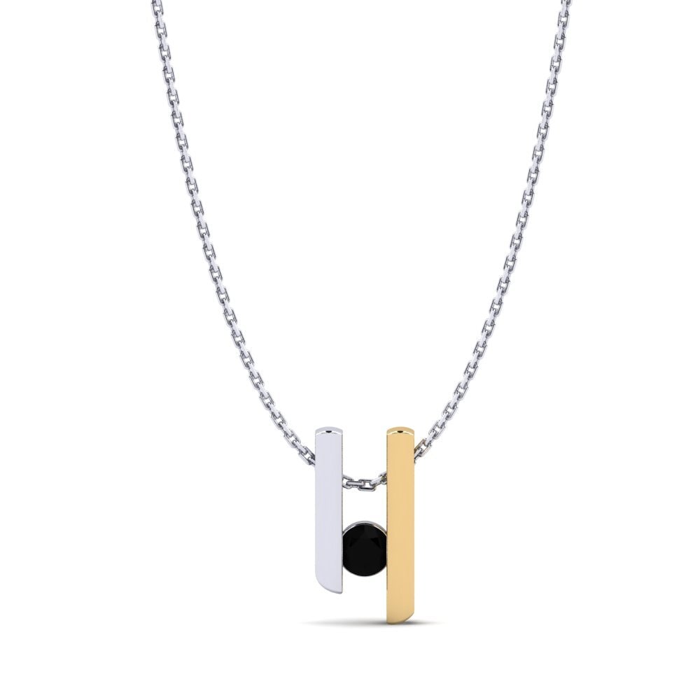 14ct White & Yellow Gold Black Sapphire Women's Pendant Calissa