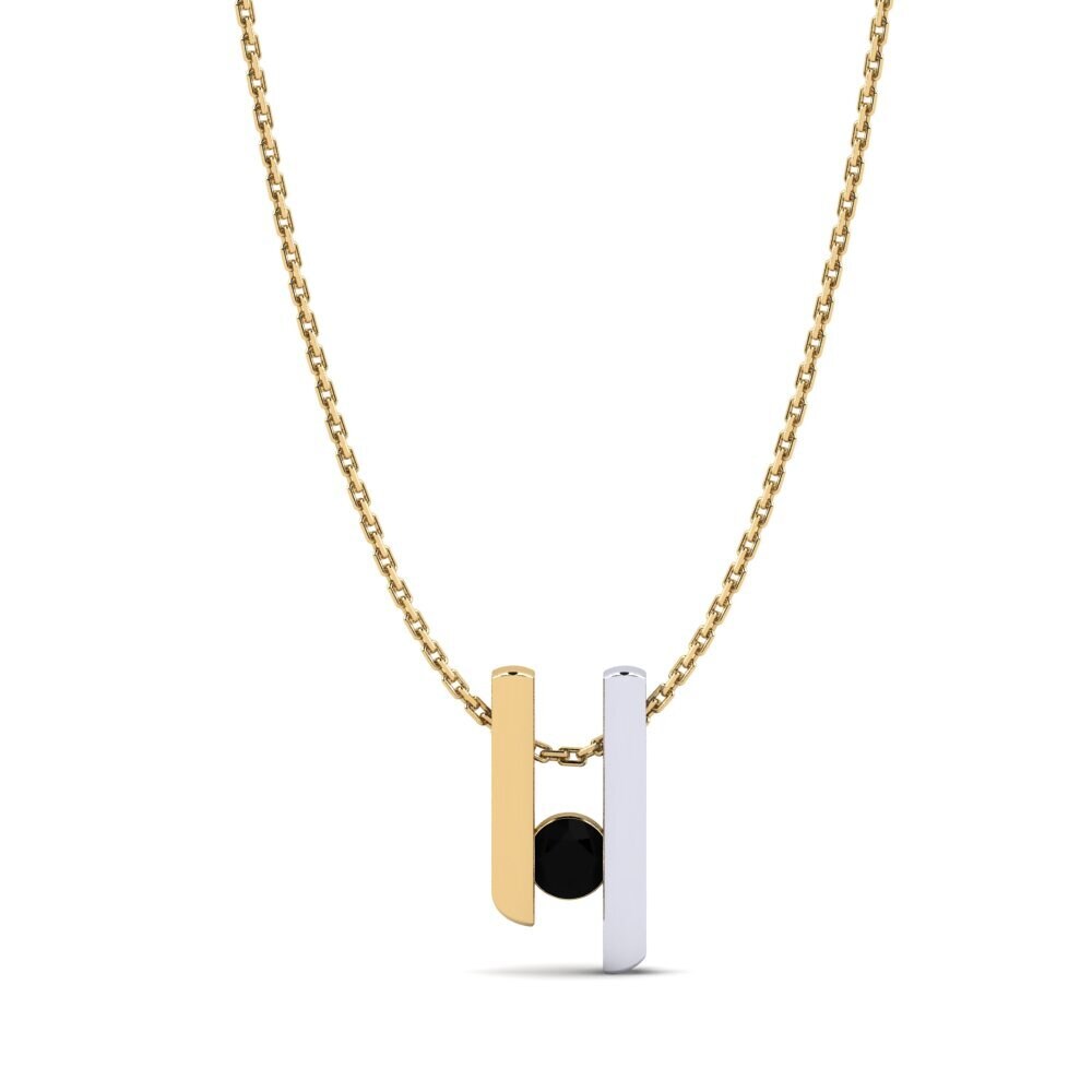 14ct Yellow & White Gold Black Sapphire Women's Pendant Calissa