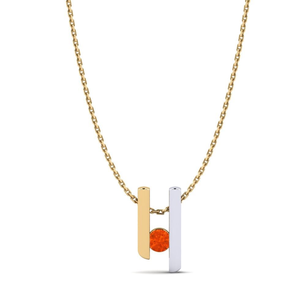 14k Oro Amarillo & Blanco Ópalo Fuego Colgante de Mujer Calissa