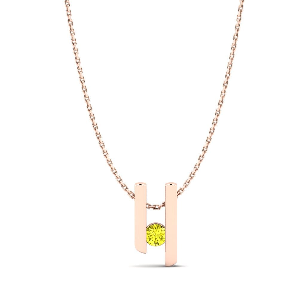 14ct Rose Gold Yellow Diamond Women's Pendant Calissa