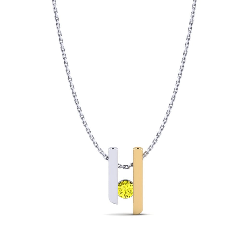 Vàng Trắng-Vàng 18K Kim Cương Vàng Mặt dây chuyền nữ Calissa