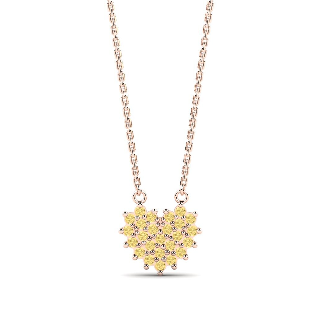 14ct Rose Gold Yellow Diamond Women's Necklace Eleos