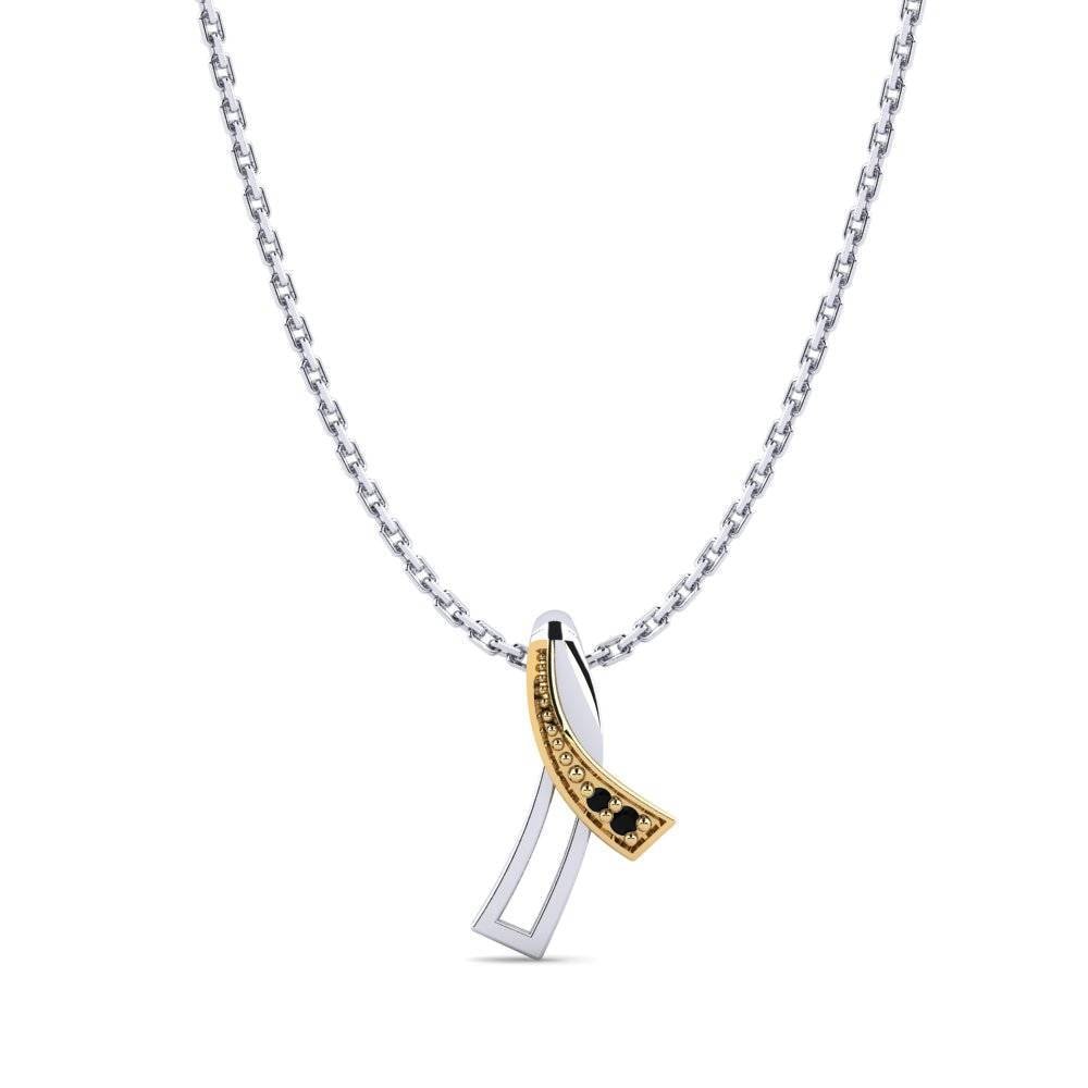 14ct White & Yellow Gold Black Sapphire Women's Pendant Lorey