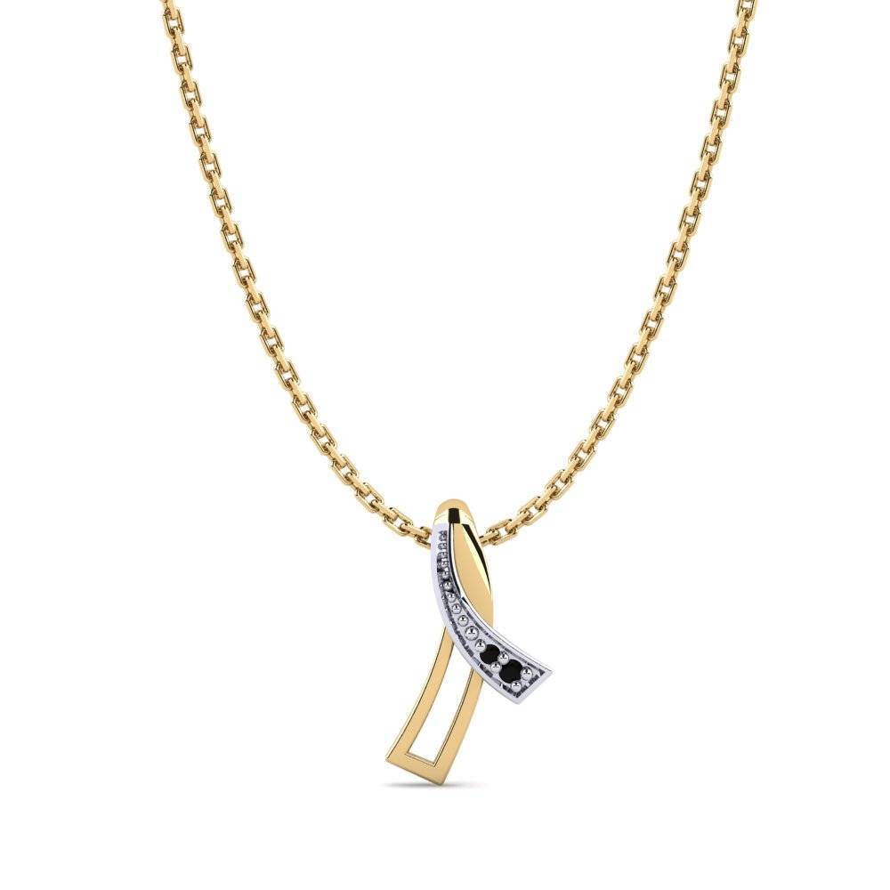 14ct Yellow & White Gold Black Sapphire Women's Pendant Lorey