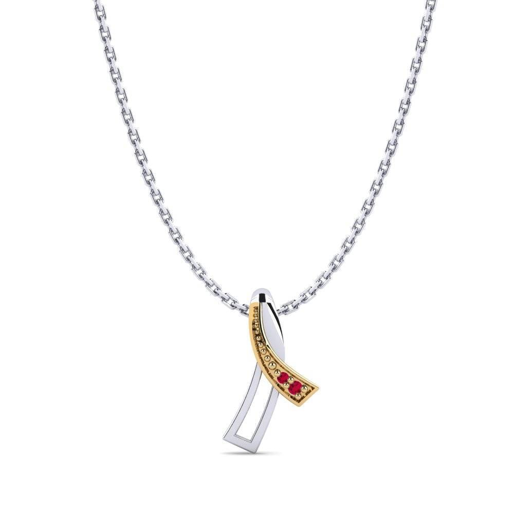 14k Oro Blanco & Amarillo Rubí Colgante de Mujer Lorey
