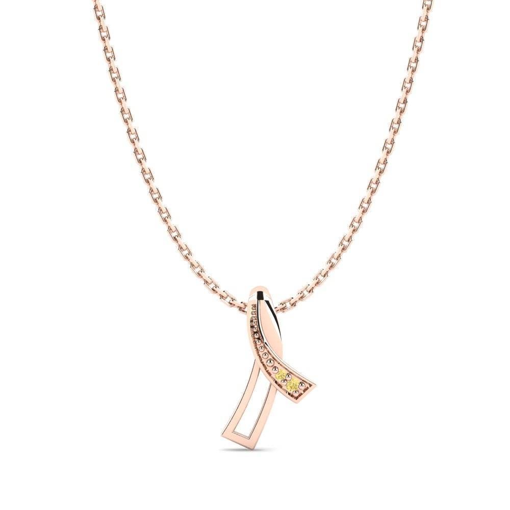 14ct Rose Gold Yellow Diamond Women's Pendant Lorey
