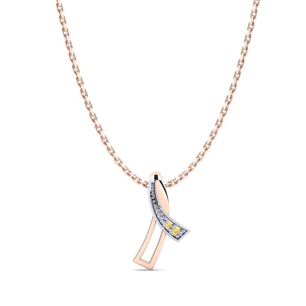 9k Oro Rosa & Blanco Diamante Amarillo Colgante de Mujer Lorey