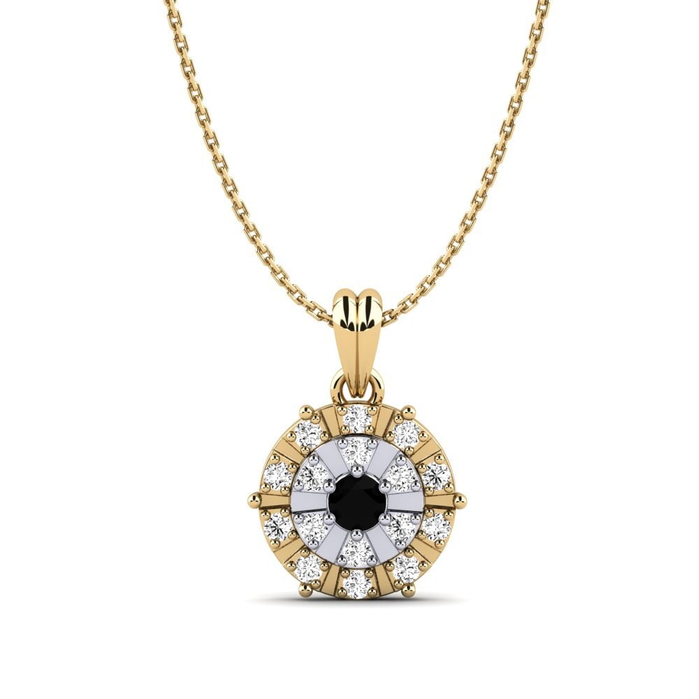 14k Oro Amarillo & Blanco Ónix Negro Colgante de Mujer Myra