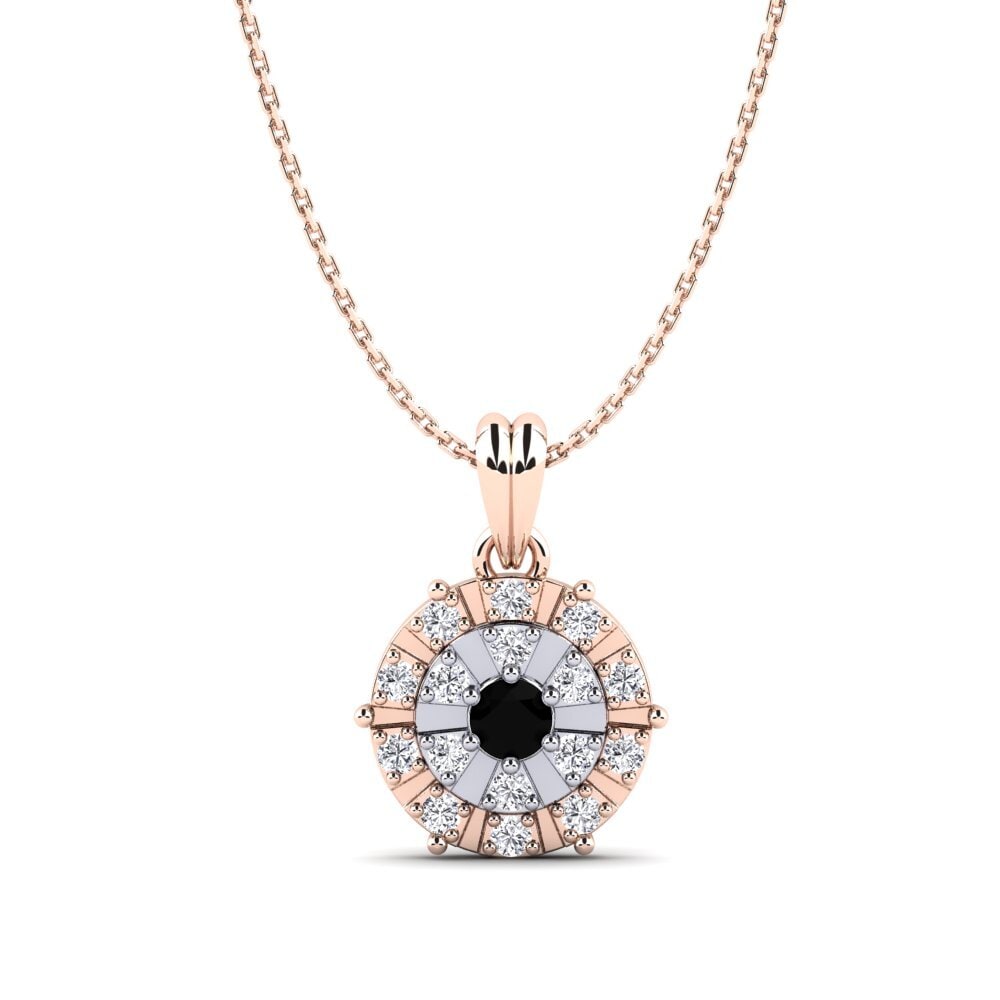 14ct Rose & White Gold Black Sapphire Women's Pendant Myra