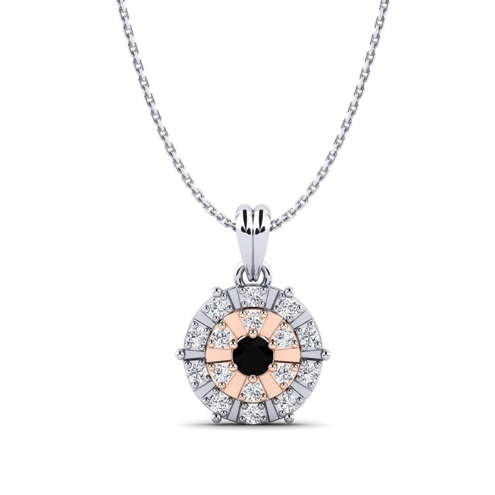 14ct White & Rose Gold Black Sapphire Women's Pendant Myra